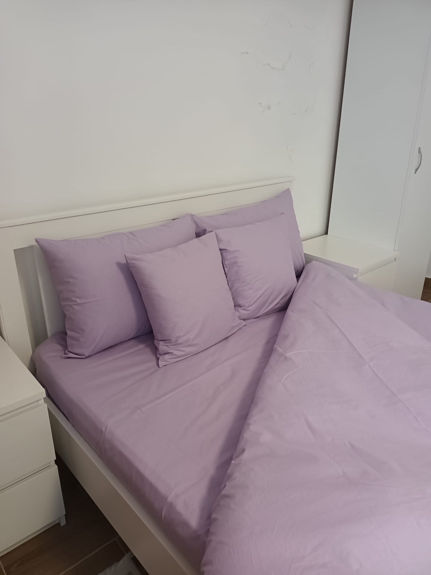 Lenjerie de Pat Dublă din Bumbac Ranforce 100% – Mov Simplu