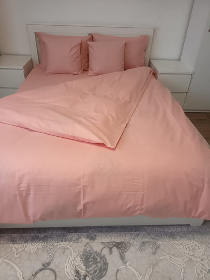 Lenjerie de Pat Dublă din Bumbac Ranforce 100% – Roz Simplu