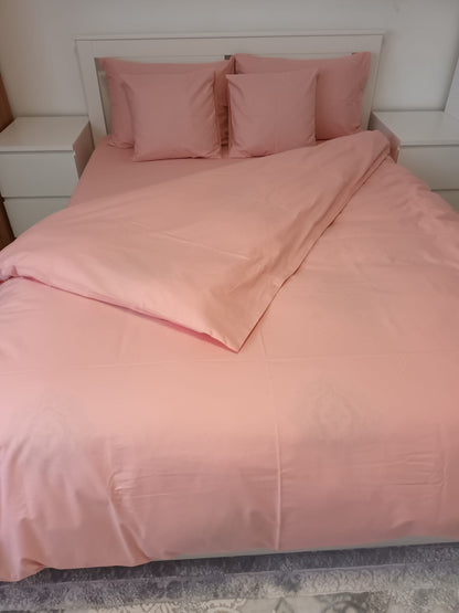 Lenjerie de Pat Dublă din Bumbac Ranforce 100% – Roz Simplu