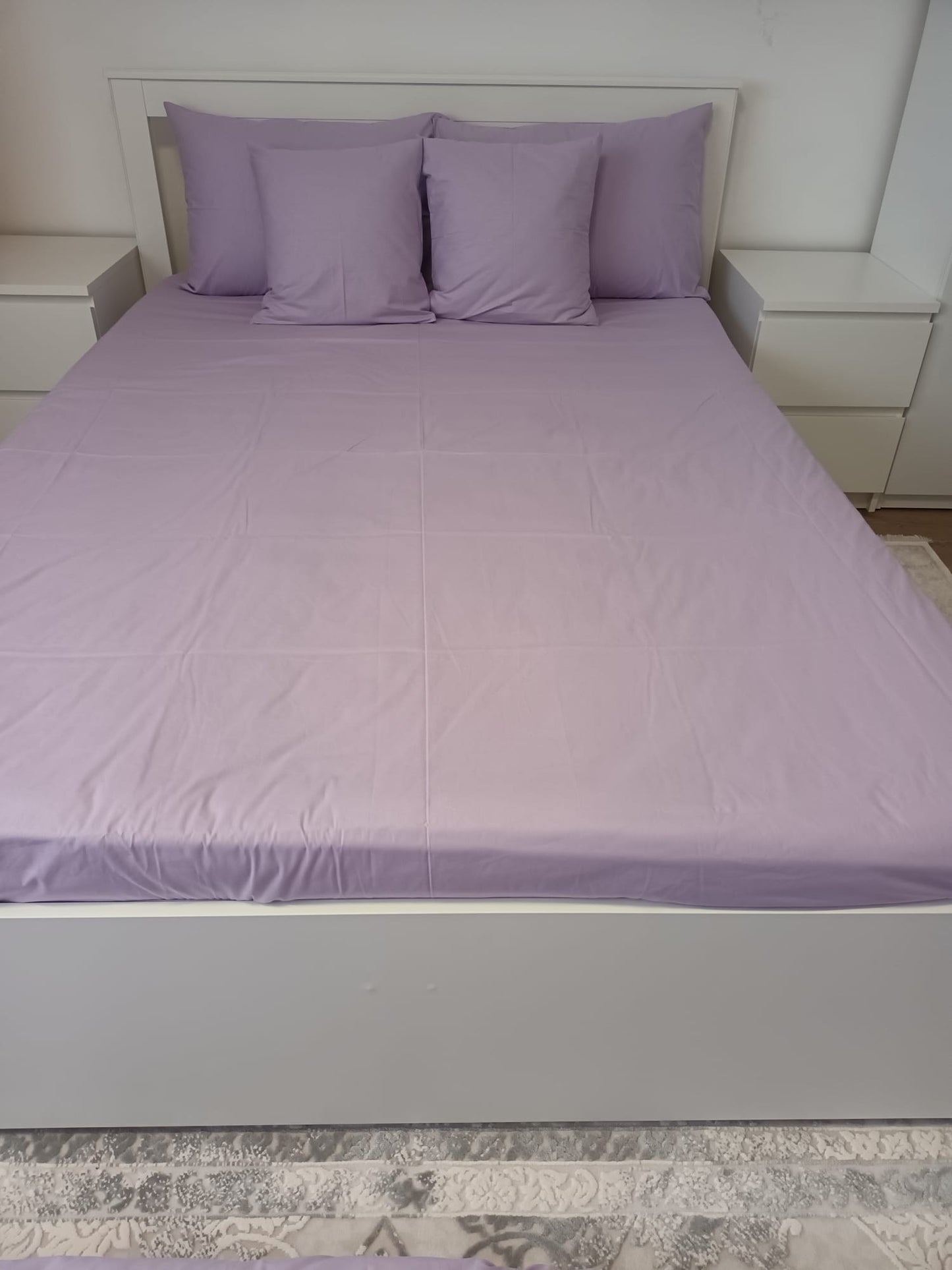 Lenjerie de Pat Dublă din Bumbac Ranforce 100% – Mov Simplu