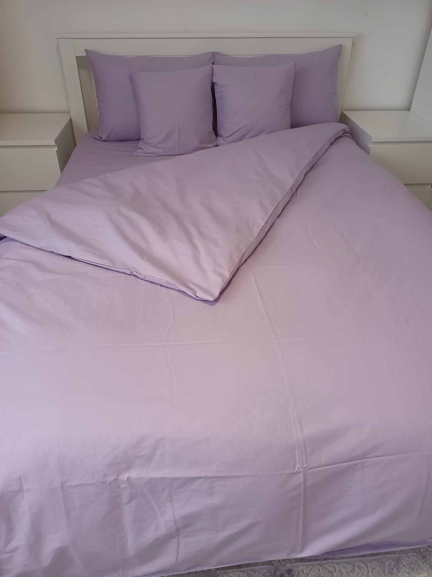 Lenjerie de Pat Dublă din Bumbac Ranforce 100% – Mov Simplu